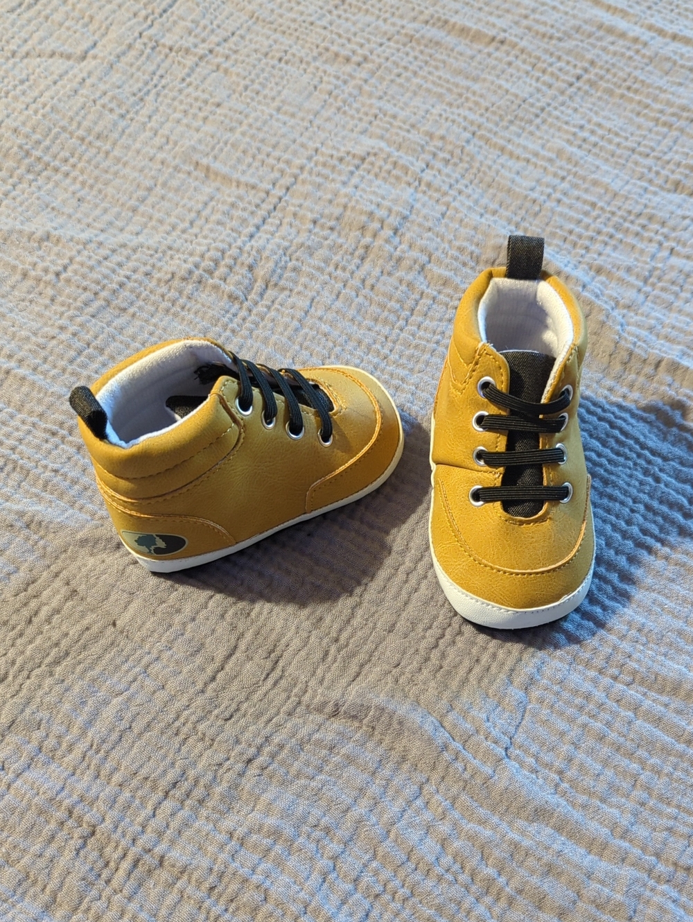 Baby Mustard Yellow Casual Lace-Up High Top Shoes
